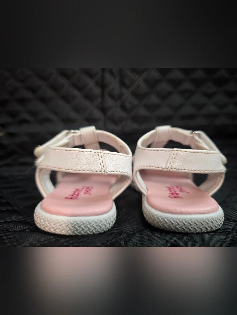 Rachel Shoes Girls' White Sandals with Rainbow Straps